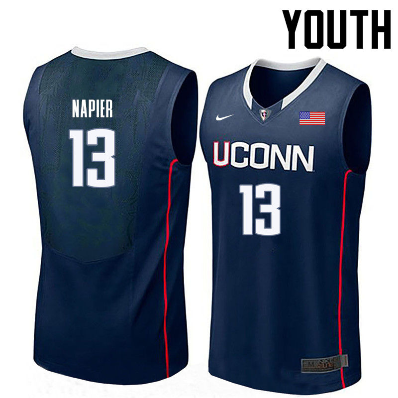 Youth Uconn Huskies #13 Shabazz Napier College Basketball Jerseys-Navy